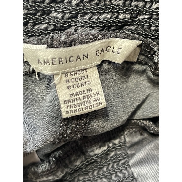 American Eagle 8 Short Jean Jogger Gray Washed Zipper Button Tie &  4 Pockets (D - Picture 6 of 6